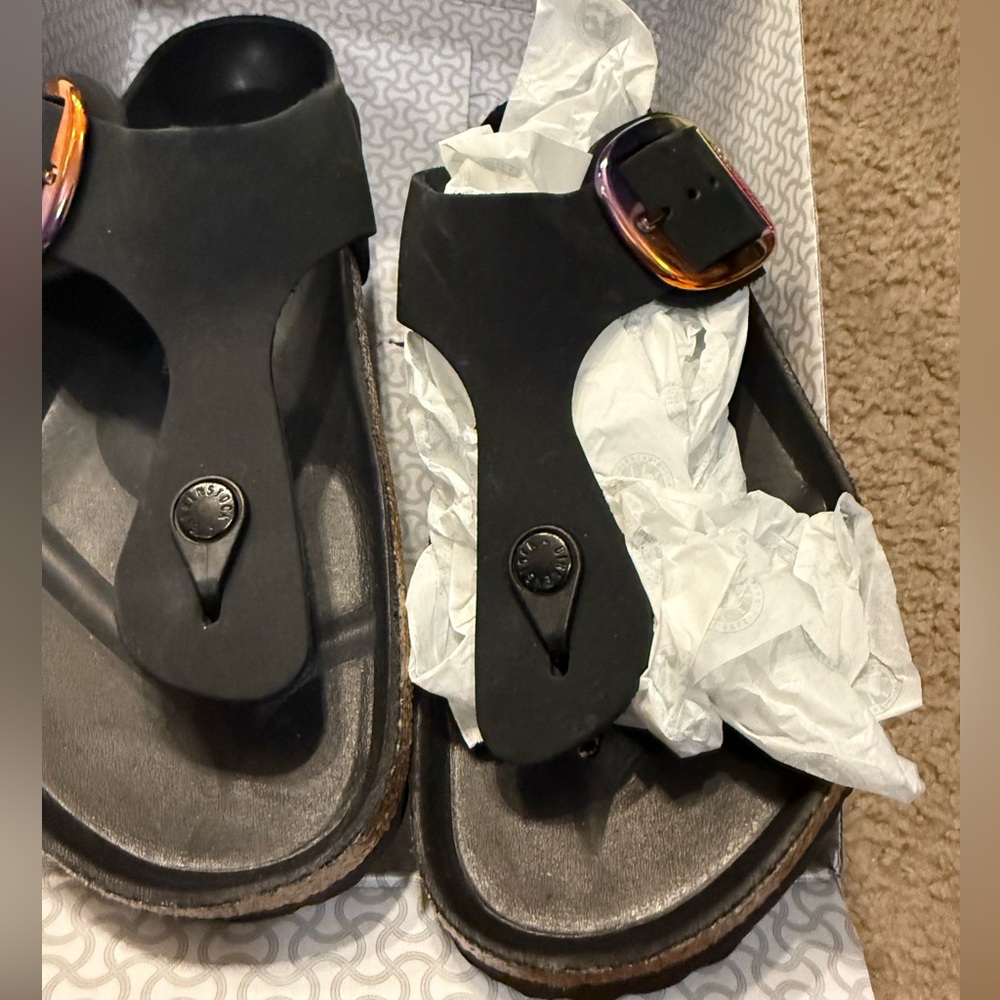 Birkenstock Gizeh Big Buckle Black Nubuck -  Size 42- US11 NWT